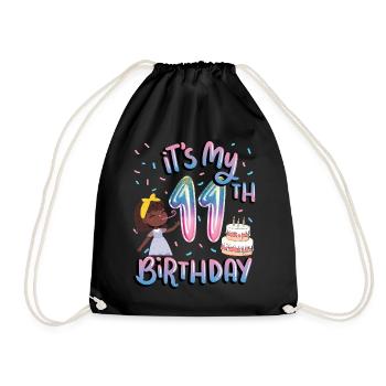 It's my 11th birthday Melanin Kid Juneteenth - Drawstring Bag - black - Front