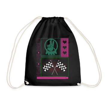Chemise de course, drapeau à damier Peace Love Racecar - Sac de sport léger - noir - Devant