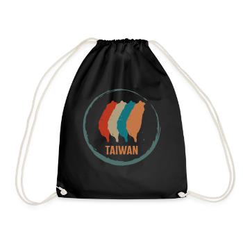 Taiwan Shirt, Taiwan Map Gift Tee, Chinese - Drawstring Bag - black - Front