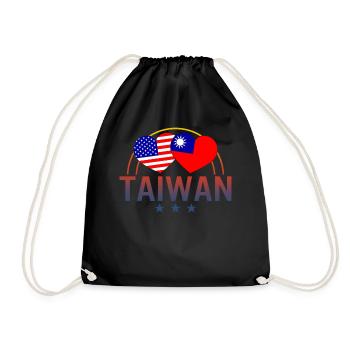 America And Taiwan Shirt, Taiwanese American Flag - Drawstring Bag - black - Front