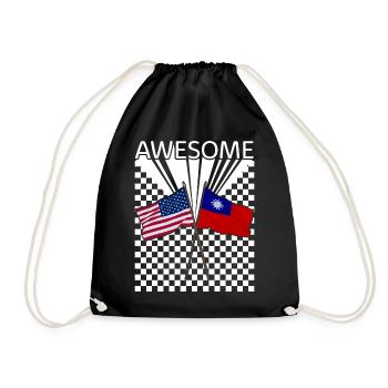 America And Taiwan Shirt, Awesome Taiwanese - Drawstring Bag - black - Front