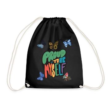 Butterfly Proud Motivational Saying with Butterfli - Turnbeutel - Schwarz - Vorne