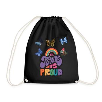 Butterfly Rainbow Motivational Saying with Butterf - Turnbeutel - Schwarz - Vorne