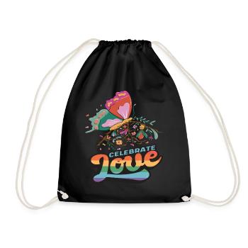 Citation de motivation Love Butterfly avec des papillons - Sac de sport léger - noir - Devant