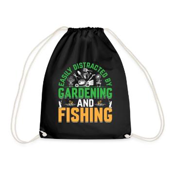 Gardening - Easily Distracted By Gardening And Fis - Turnbeutel - Schwarz - Vorne