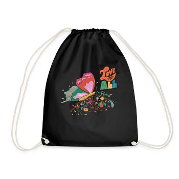 Butterfly Love All Motivational Quote with Butterf - Drawstring Bag - black - Front