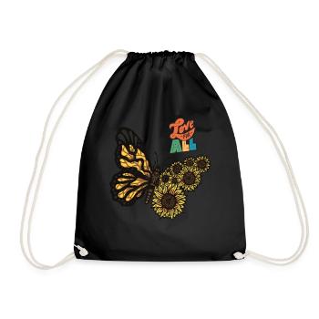 Butterfly Love All Sunflower Motivational Quote Bu - Drawstring Bag - black - Front