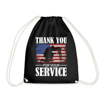 Veterans Day - Thank You For Your Service - Patrio - Drawstring Bag - black - Front