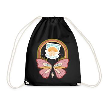 Rétro Butterfly Motivation Dicton avec des fesses mignonnes - Sac de sport léger - noir - Devant