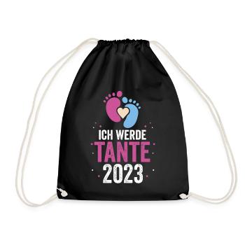 Tante 2023 Schwangerschaft Schwanger Werdende Tant - Turnbeutel - Schwarz - Vorne