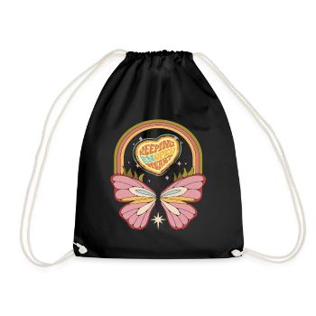 Rétro Butterfly Motivation Dicton avec des fesses mignonnes - Sac de sport léger - noir - Devant
