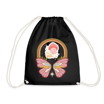 Cute Butterfly Motivational Saying with Cute Butte - Drawstring Bag - black - Front