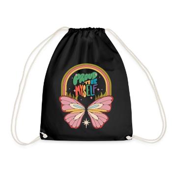 Papillon fier dicton motivant avec des fesses mignonnes - Sac de sport léger - noir - Devant