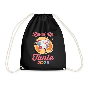 Tante 2023 Gamer Zocker Werdende Tante - Turnbeutel - Schwarz - Vorne