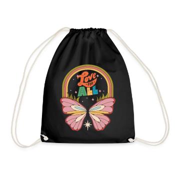 Butterfly Love All Motivational Saying with Cute B - Turnbeutel - Schwarz - Vorne
