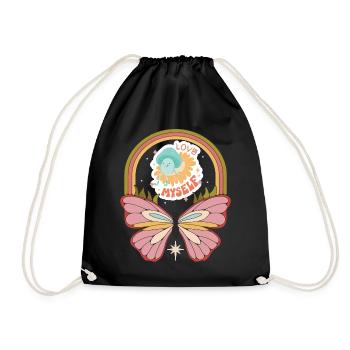 Love Butterfly Motivational Saying with Cute Butte - Turnbeutel - Schwarz - Vorne