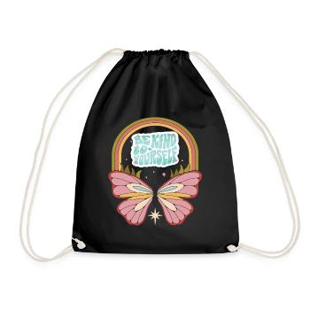 Butterfly Be Kind Motivational Saying with Cute Bu - Turnbeutel - Schwarz - Vorne