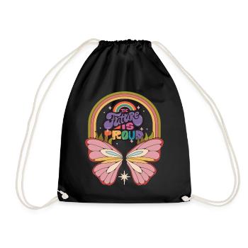 Butterfly Future Motivational Saying with Cute But - Turnbeutel - Schwarz - Vorne