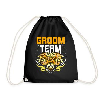 Groom Team Marriage Wedding Party Sayings - Drawstring Bag - black - Front