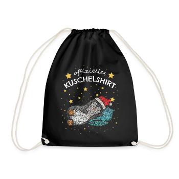 Offizielles Kuschelshirt Weihnachtsmütze Pinguin - Turnbeutel - Schwarz - Vorne