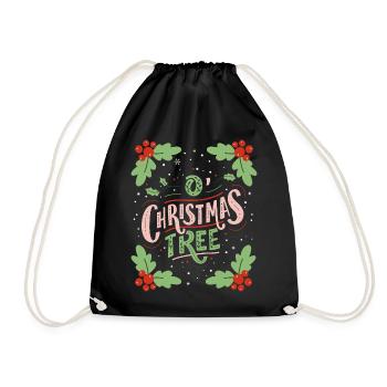 Weihnachtsbaum, Weihnachten Typografie Spruch - Turnbeutel - Schwarz - Vorne