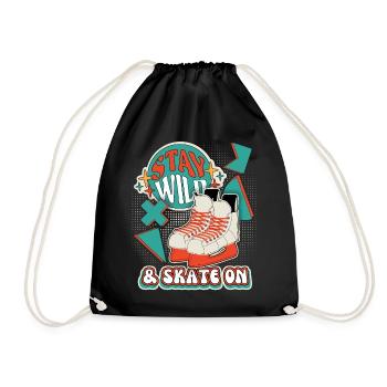 Retro-Schlittschuh, Schlittschuhlaufen, Eislaufen - Turnbeutel - Schwarz - Vorne