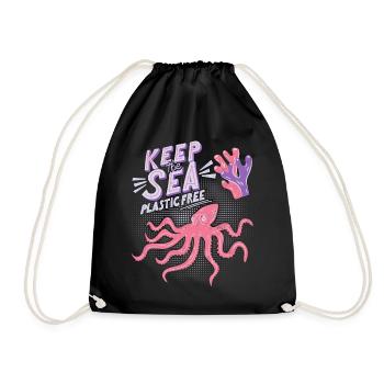 Ocean, Sea, Octopus, Marine Conservation - Drawstring Bag - black - Front