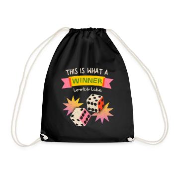 Winner Winner, Dice Gamer Saying Dice Game - Drawstring Bag - black - Front