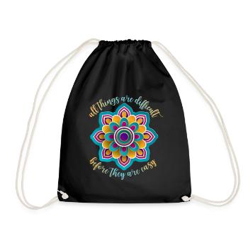 Mandala motivation, dicton motivationnel, dire - Sac de sport léger - noir - Devant