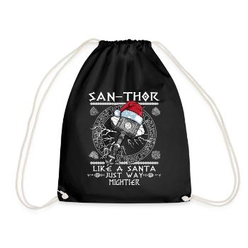 San-Thor - Tenue de Noël Viking du Père Noël - Sac de sport léger - noir - Devant