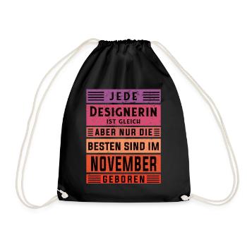Illustrator Geburtstag November geboren Designerin - Turnbeutel - Schwarz - Vorne