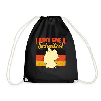 I Don't Give A Schnitzel Funny German German - Drawstring Bag - black - Front