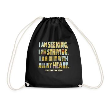 Positive Art Quote by Van Gogh Design - Drawstring Bag - black - Front