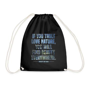 Positive Art Quote by Van Gogh Design - Drawstring Bag - black - Front