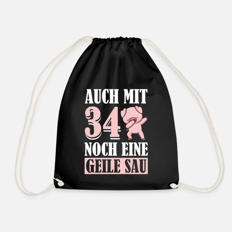 Auch Mit 34 Noch Eine Geile Sau Schwein 34th - Turnbeutel - Schwarz