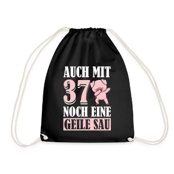 Auch Mit 37 Noch Eine Geile Sau Schwein 37th - Turnbeutel - Schwarz - Vorne