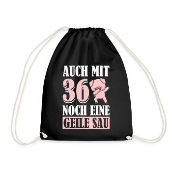 Auch Mit 36 Noch Eine Geile Sau Schwein 36th - Turnbeutel - Schwarz - Vorne