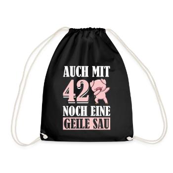 Auch Mit 42 Noch Eine Geile Sau Schwein 42nd - Turnbeutel - Schwarz - Vorne