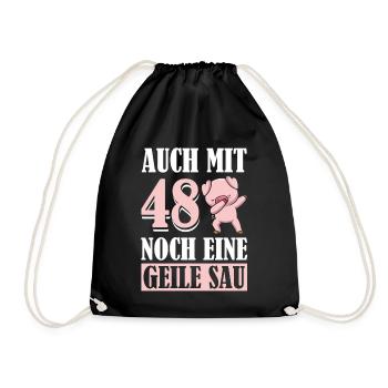 Auch Mit 48 Noch Eine Geile Sau Schwein 48th - Turnbeutel - Schwarz - Vorne