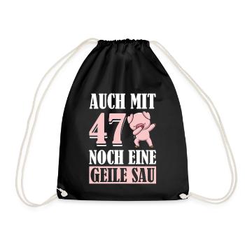 Auch Mit 47 Noch Eine Geile Sau Schwein 47th - Turnbeutel - Schwarz - Vorne