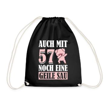 Auch Mit 57 Noch Eine Geile Sau Schwein 57th - Turnbeutel - Schwarz - Vorne