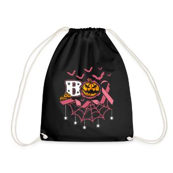 Boo Spooky Halloween Pumpkin Bats Pink - Drawstring Bag - black - Front