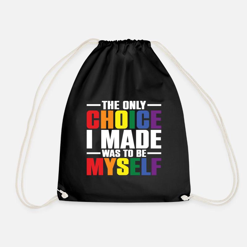 LGBT Human Human Rainbow Gift Idea - Drawstring Bag - black