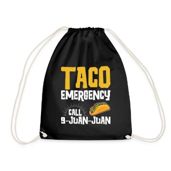 Tacos Taco Mexikanisch Fast Food Geschenk - Turnbeutel - Schwarz - Vorne