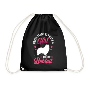 Fille avec Bobtail Old English Sheepdog - Sac de sport léger - noir - Devant