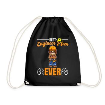 Best Engineer Mom Ever Construction Worker Mommy - Drawstring Bag - black - Front