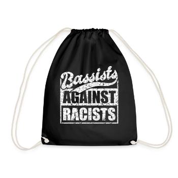 Bassists against racists Bass players against the right - Drawstring Bag - black - Front