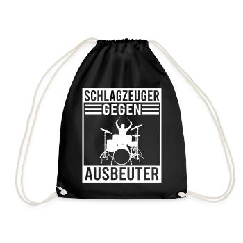 Schlagzeuger gegen Ausbeuter, Schlagzeug Drummer - Turnbeutel - Schwarz - Vorne