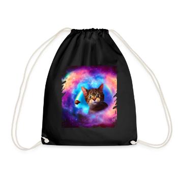 Süße Katze im Raum Kitty Rainbow Galaxy - Turnbeutel - Schwarz - Vorne