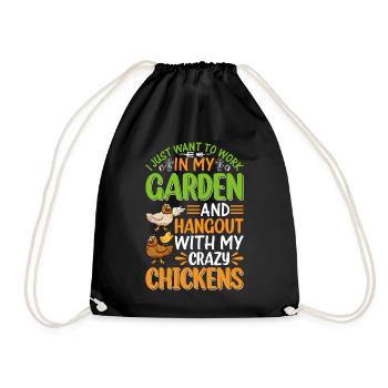 Crazy Chickens Gardener Garden Gardening - Turnbeutel - Schwarz - Vorne